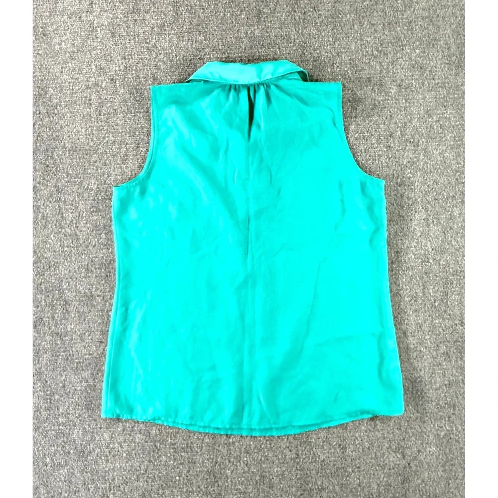 Ann Taylor Loft Teal Green Sleeveless Button Front Blouse Top Small - Picture 2 of 5
